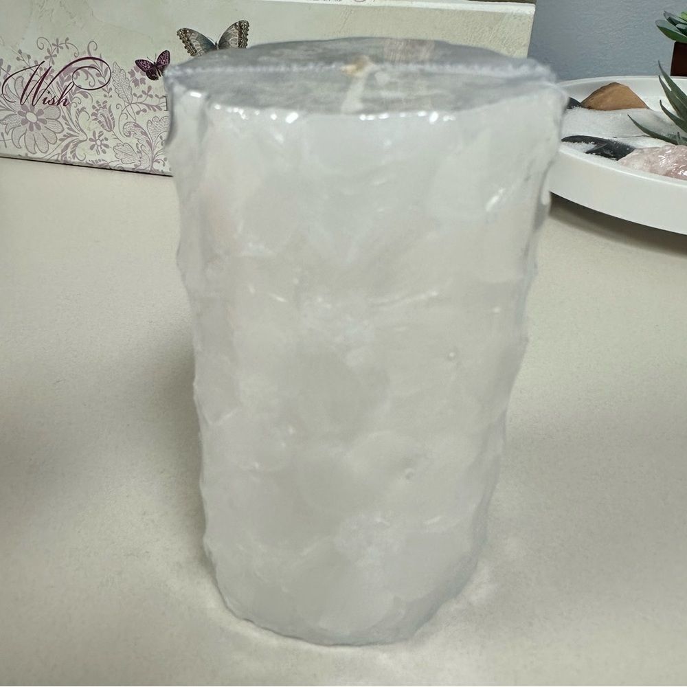 Sullivans White Tall Floral Pillar Candle